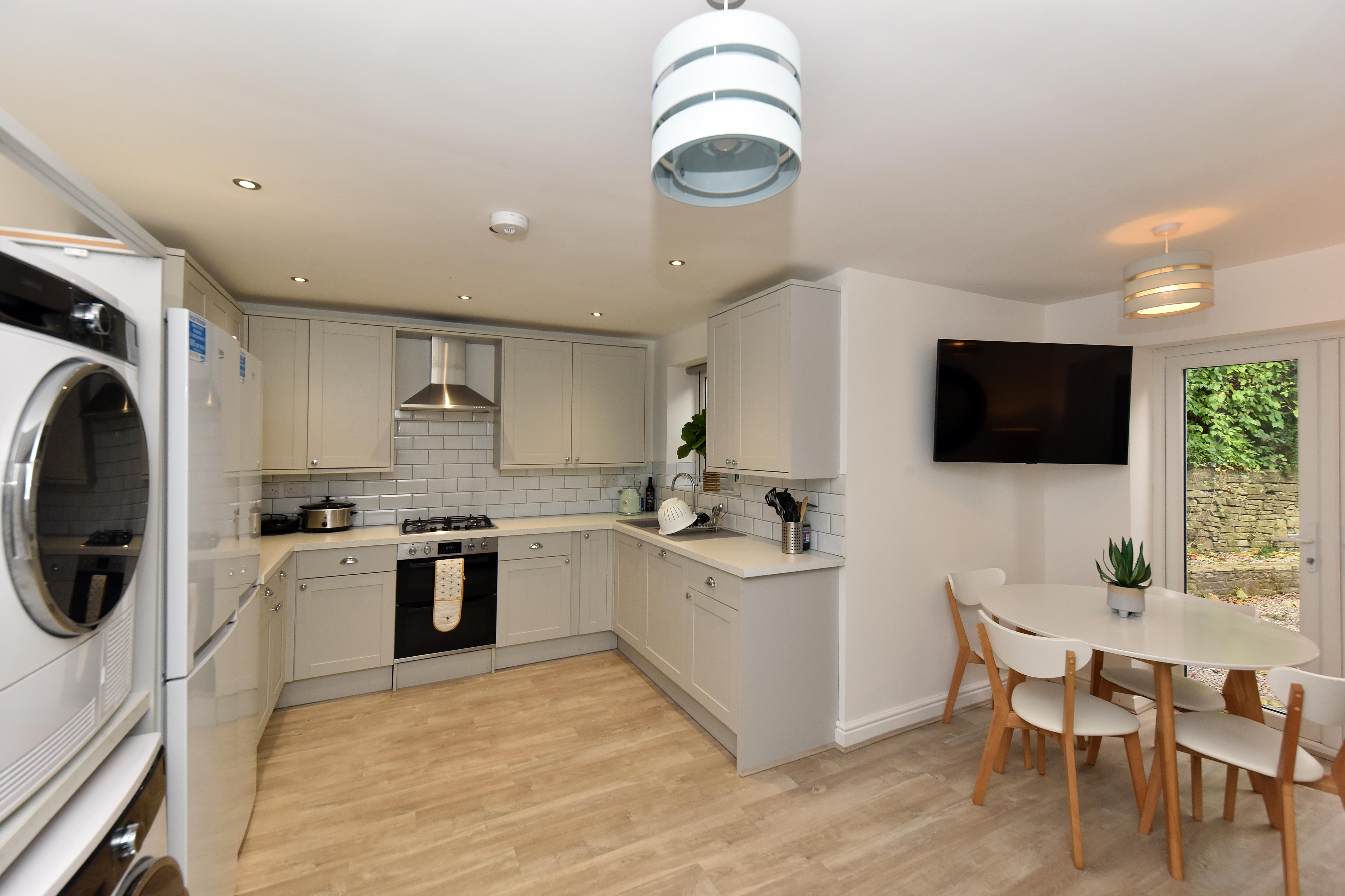 Open-plan kitchen and communal living area